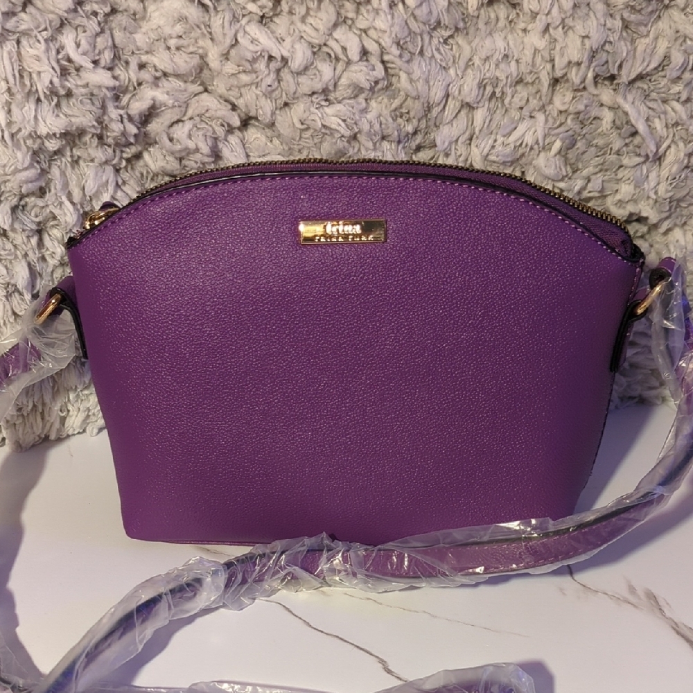 Trina Turk Purple Crossbody Bag with Gold Hardware